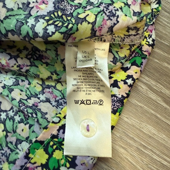 Anthropologie Maeve Ashleigh Puff-Sleeved Button Down Floral Top Blouse Large - Picture 10 of 12